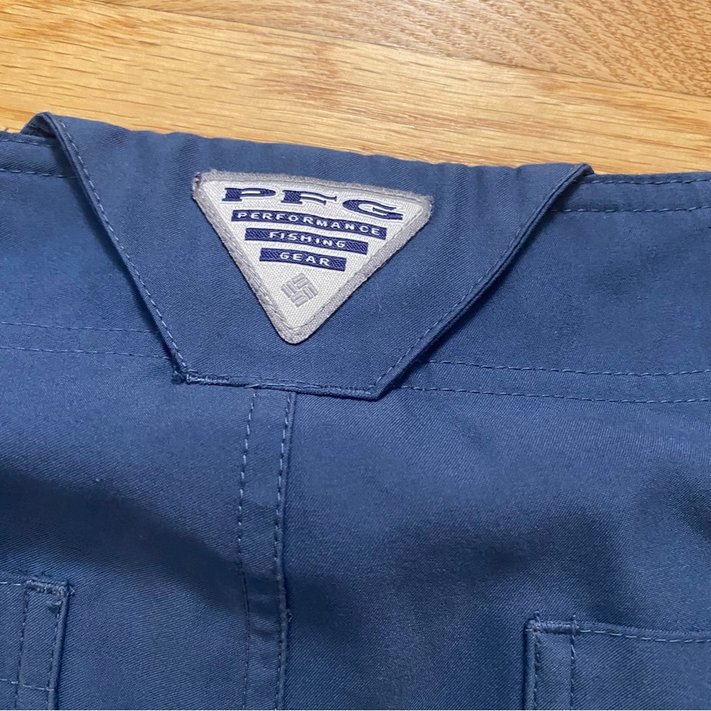 Columbia PFG omni shade fishing shorts cargo shorts blue 9 inch inseam 32 - Picture 10 of 11